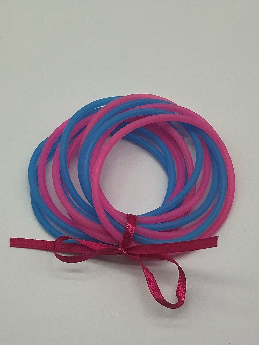 Set of  12 Blue and Pink Jelly Bracelets